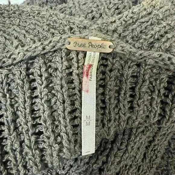 Free People gray brown Maxi Cardigan Sweater with oversized Pockets size medium - Picture 7 of 10